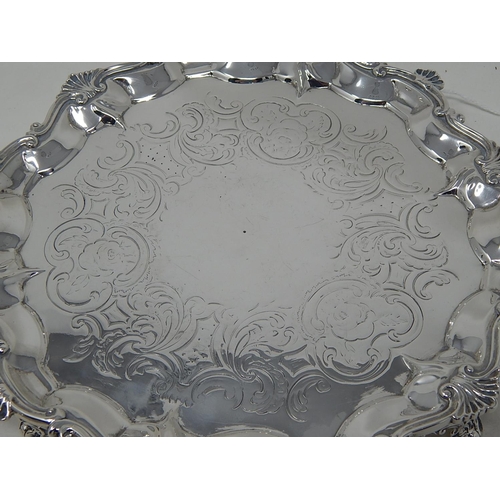 129 - Victorian silver salver, London 1854 by Daniel & Charles Houle, 25cm diameter, 440g