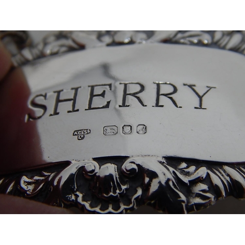 136 - Silver sherry decanter label, London 1975