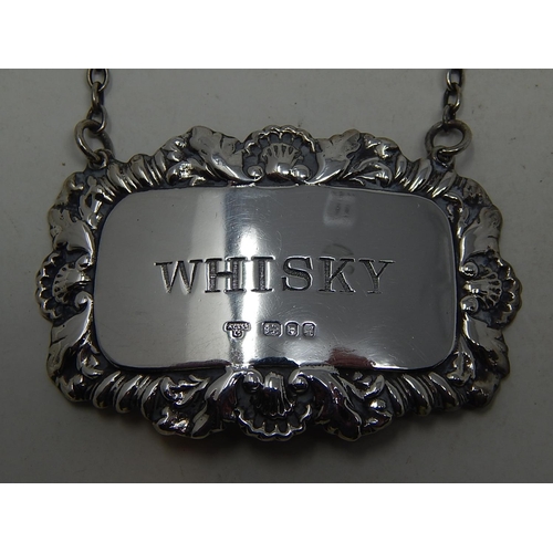 137 - Silver whisky decanter label, London 1975