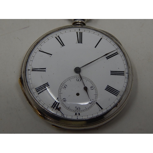 144 - Silver key wind pocket watch with subsidiary seconds dial