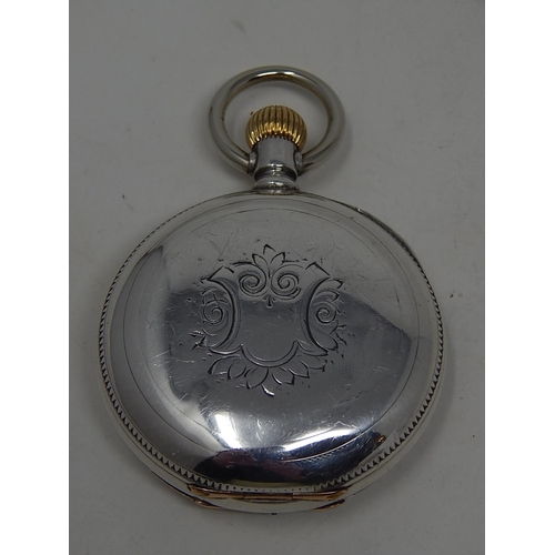 145 - Silver .935 cased pocket watch, standard lever escapement, setter under bezel, no glass.