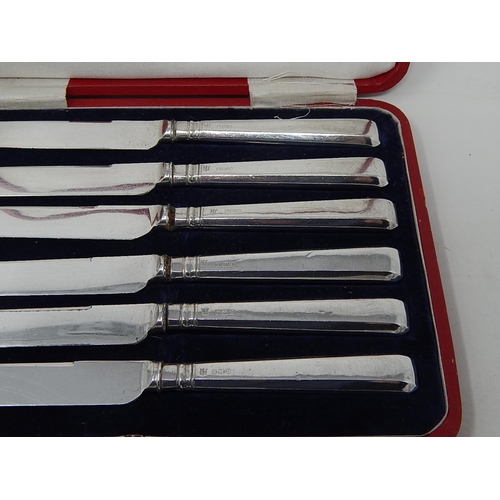 154 - Cased set of 6 silver handled fruit knives