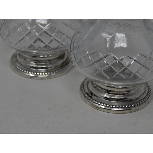 155 - Sterling silver mounted cut crystal salt & pepper pots