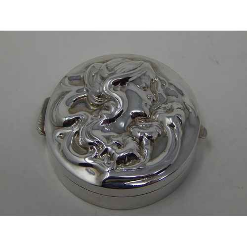 157 - Art Nouveau Style Sterling silver .925 snuff/pill box