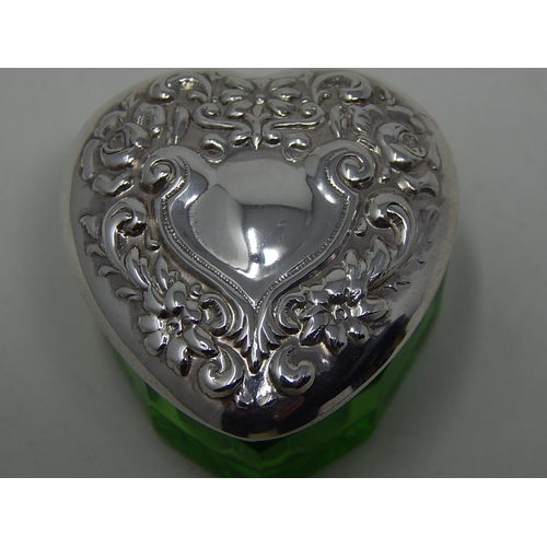 161 - Sterling silver heart motif ladies rouge pot