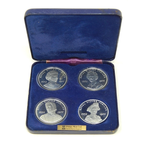 175 - Boxed set of four silver Royal wedding coins, 1977