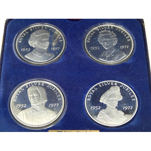 175 - Boxed set of four silver Royal wedding coins, 1977