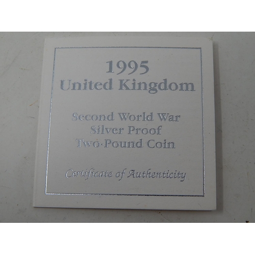 177 - Royal Mint silver proof two pound coin, 1995, Commemorating the end of the Second World
War