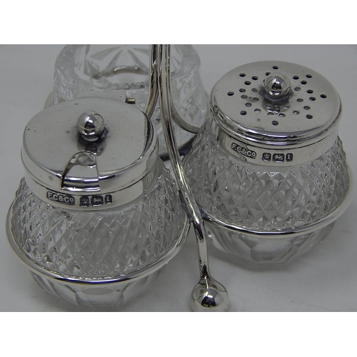 188 - Edward VII silver cruet set, Sheffield 1903, Frank Cobb & Co