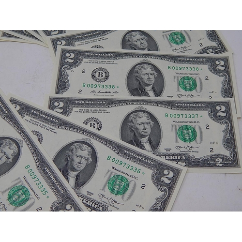 108 - USA Jefferson $2 Bills: Uncirculated Sequential Numbers. (20)