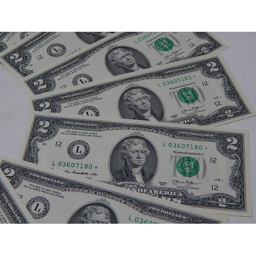 109 - USA Jefferson $2 Bills: Uncirculated Sequential Numbers. (20)