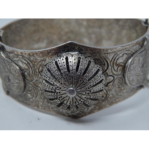 128 - Continental Silver Bracelet together with a large pair of silver earrings: gross weight 75.2g