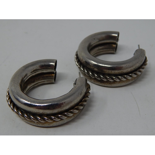 128 - Continental Silver Bracelet together with a large pair of silver earrings: gross weight 75.2g