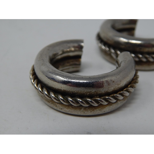 128 - Continental Silver Bracelet together with a large pair of silver earrings: gross weight 75.2g