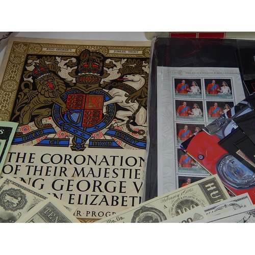 16 - St George and the Dragon partial Proof Coin set in folder; Churchill Stamps in Special Folder; Coron... 