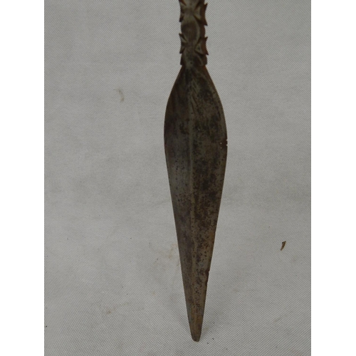 331 - Zulu Iklwa / Assegai stabbing spear with wire work and carved Zulu markings.
19thC. L120cm