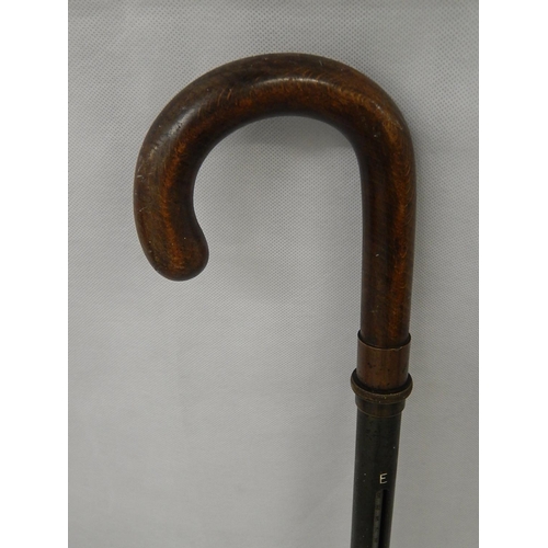 333 - Horse racing ground tester ‘going ‘walking stick with immersion thermometer.
L93cm.