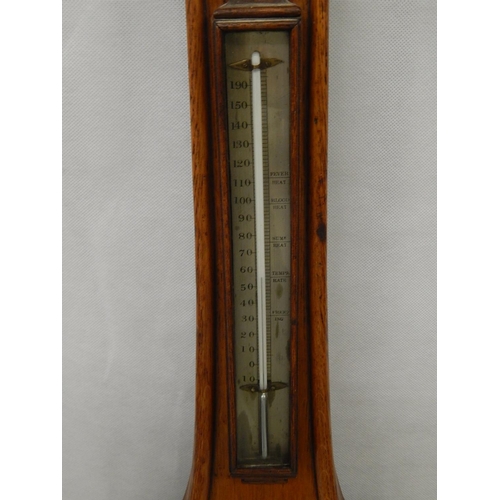 350 - 19th Century Carved Wooden Barometer: Height 98cm