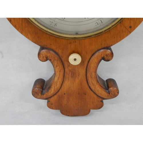 350 - 19th Century Carved Wooden Barometer: Height 98cm