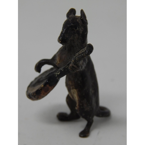 357 - Cold Painted Austrian Bronze of a Rat Playing the Banjo: Marked under banjo.