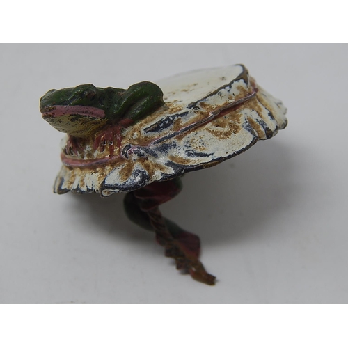 359 - Cold Painted Austrian Bronze Frog Bottle Top: Marked on Base.