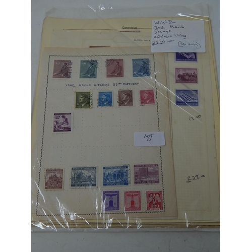 368 - Collection of WWII Third Reich Stamps on 10 Album Pages: High Catalogue Value