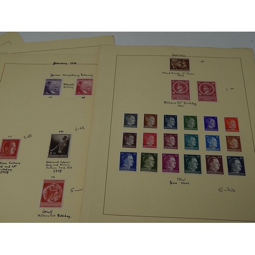 368 - Collection of WWII Third Reich Stamps on 10 Album Pages: High Catalogue Value