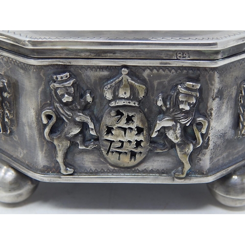 212A - Large Etrog Silver Box Marked 1857 with Fruit Basket Finial, Inset with Panels of Black Onyx/Alexand... 