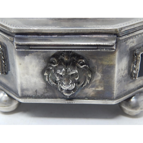 212A - Large Etrog Silver Box Marked 1857 with Fruit Basket Finial, Inset with Panels of Black Onyx/Alexand... 