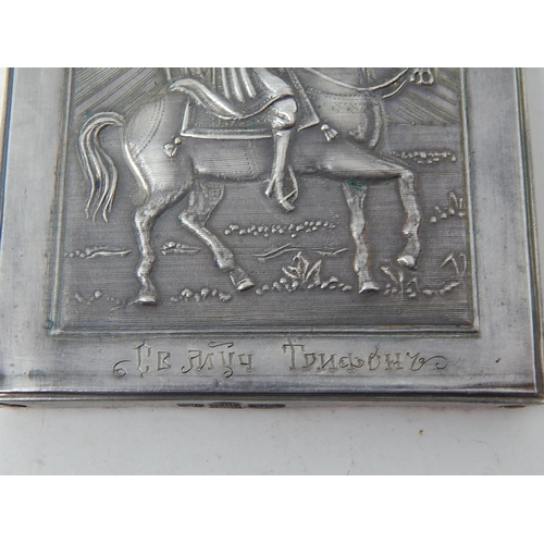 212E - Silver Clad Icon Marked 1890: Measures 8.5cm x 7cm