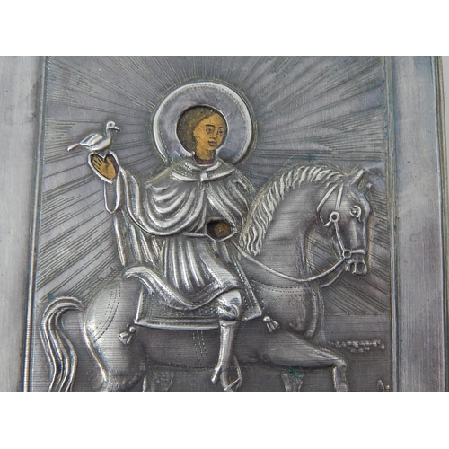 212E - Silver Clad Icon Marked 1890: Measures 8.5cm x 7cm