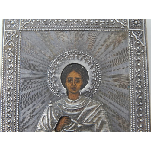 212G - Silver Clad Icon Marked 1890: Measures 8.5cm x 7cm