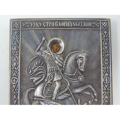 212H - Silver Clad Icon Marked 1890: Measures 8.5cm x 7cm