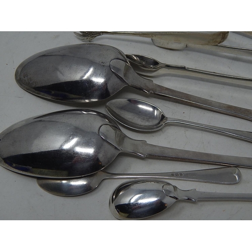 199A - Georgian & Later Hallmarked Silver Flatware Including Tablespoons, Tongs etc: Weight 280g