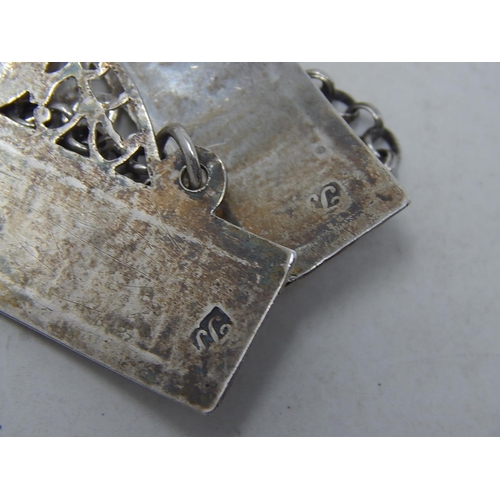 199B - Pair of 18th Century Silver Decanter Labels for Port & Claret c.1780: Makers Mark Only.