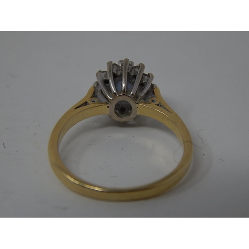 204A - 18ct Gold Diamond & Sapphire Ring: Size G 1/2: Gross weight 2.4g