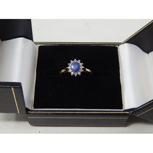 204A - 18ct Gold Diamond & Sapphire Ring: Size G 1/2: Gross weight 2.4g