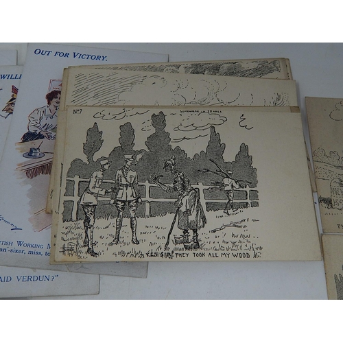 378 - A Quantity of WWI Postcards Including Humorous Drawings Mainly by M. Crete together with a set of pa... 