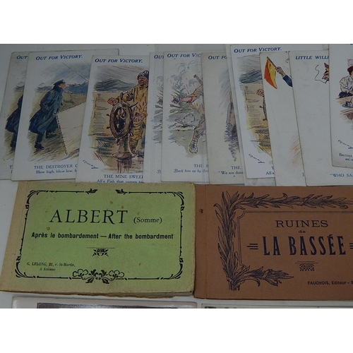 378 - A Quantity of WWI Postcards Including Humorous Drawings Mainly by M. Crete together with a set of pa... 