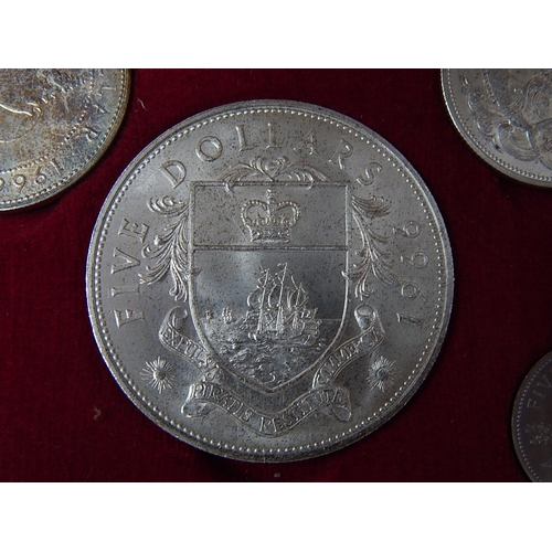 120I - Nine coin set Bahama Islands 1966: Five Dollars to One Cent in Royal Mint case of issue.