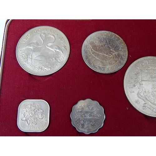 120I - Nine coin set Bahama Islands 1966: Five Dollars to One Cent in Royal Mint case of issue.