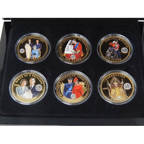 120O - The Golden Moments of Prince William & Catherine + The Crowning Moments of QEII Set of 6 Crowns with... 