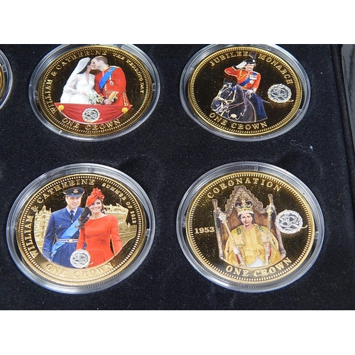 120O - The Golden Moments of Prince William & Catherine + The Crowning Moments of QEII Set of 6 Crowns with... 