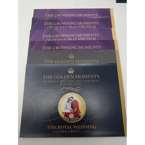 120O - The Golden Moments of Prince William & Catherine + The Crowning Moments of QEII Set of 6 Crowns with... 