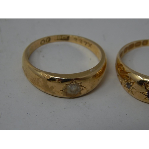 179 - Two Antique 18ct Gold Gypsy Set Rings: Gross weight 7.3g