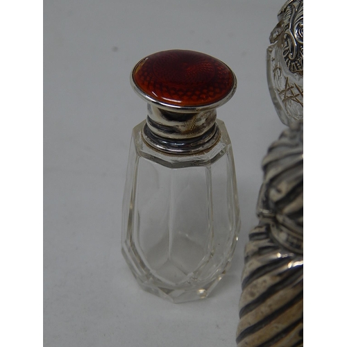 185 - 5 x Victorian & Later Silver mounted Perfume Bottles