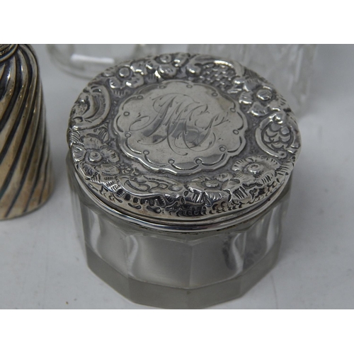 185 - 5 x Victorian & Later Silver mounted Perfume Bottles