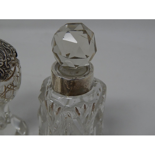 185 - 5 x Victorian & Later Silver mounted Perfume Bottles