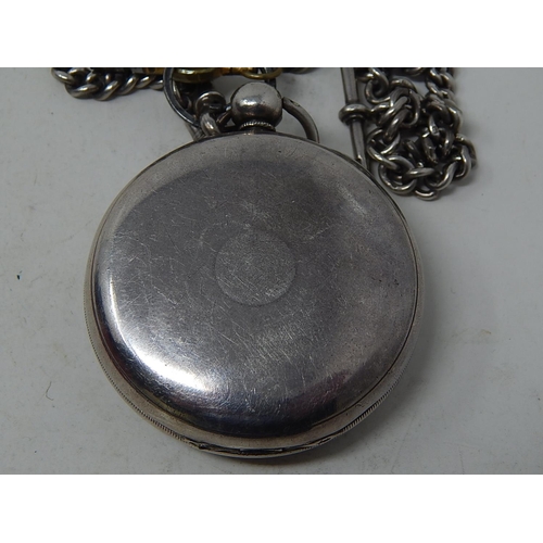 192 - Large Victorian Silver Pocket Watch Hallmarked London 1854 with Hallmarked Silver Fob Chain & Keys: ... 