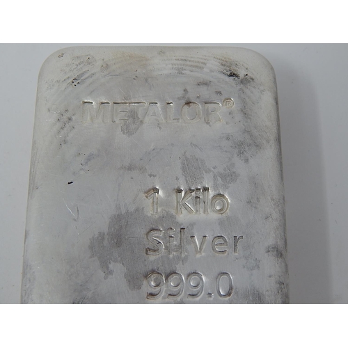 155E - METALOR 1 Kilo .999 Silver Bullion Bar